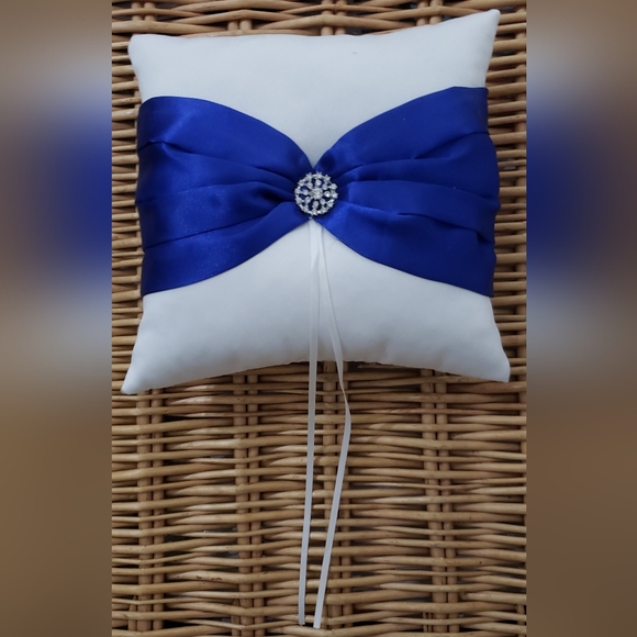Other - NWOT- Blue and White Satin Ring Bearer Pillow